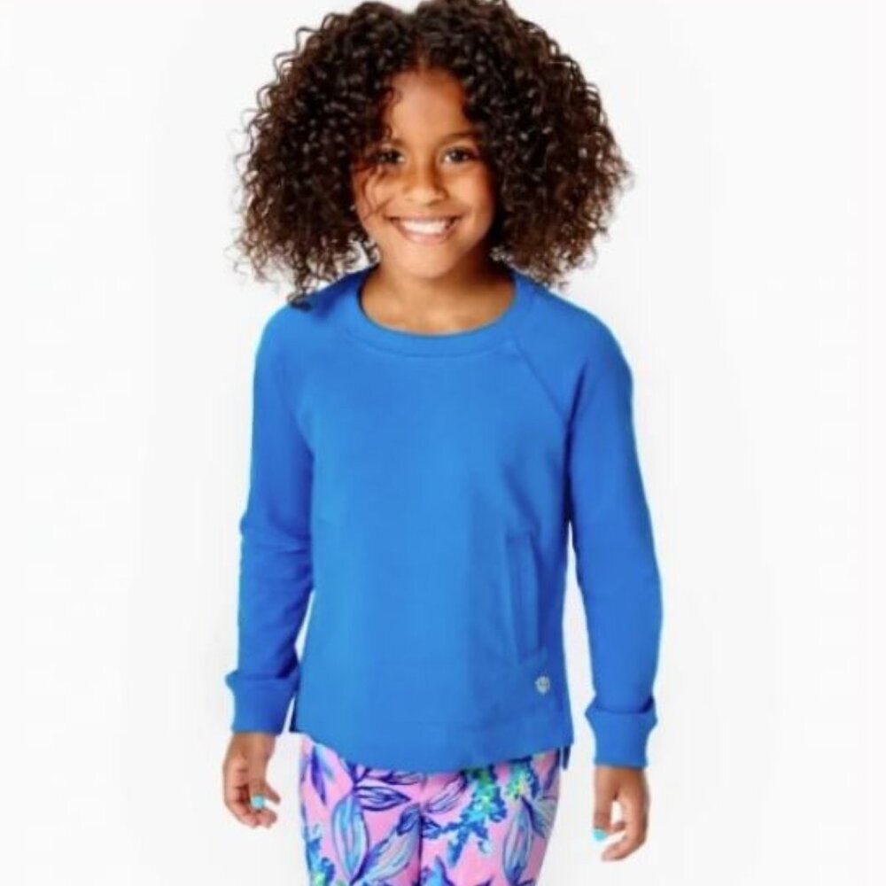Lilly Pulitzer girls luxletic mini beachcomber sweatshirt blue flare size XL NWT